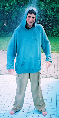 pool shower with hoodie swimming in clothes for sun-protection